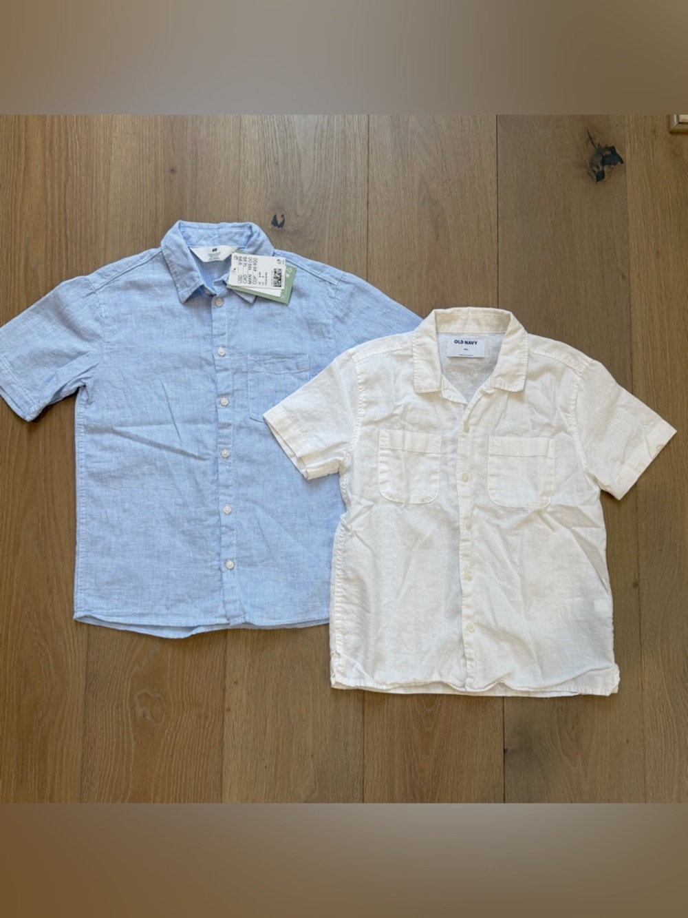 Boys size 8 linen blend short sleeve shirts, H&M and Old Navy lot